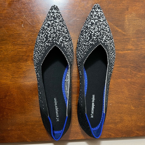 New pointed toe knit black white gradient slip on flats size 8 - Picture 2 of 13